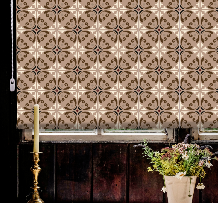 Texture and pattern roller blind in brown geometric pattern - TenStickers