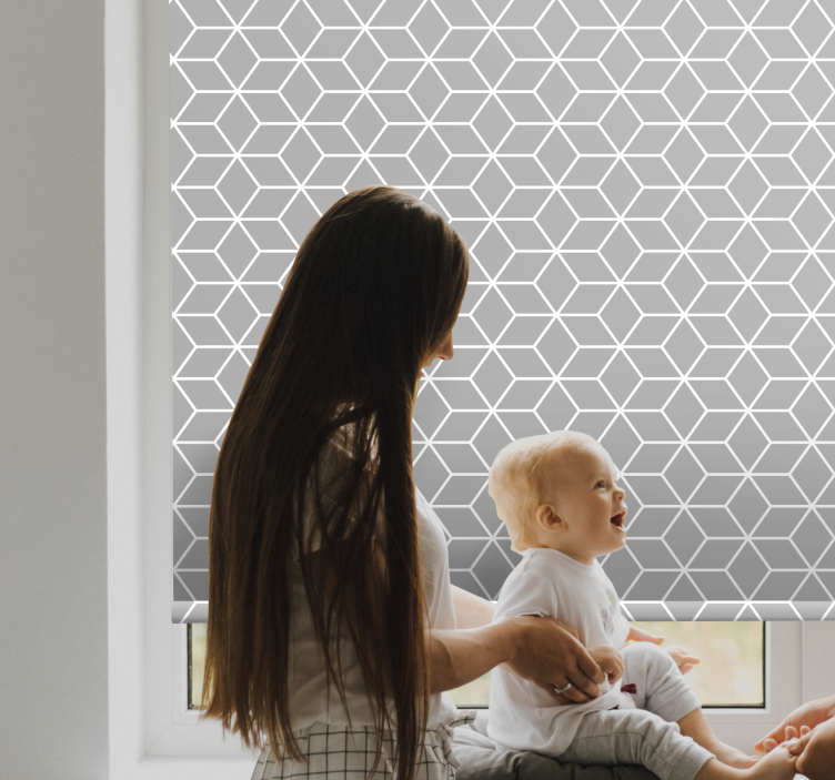 Texture and pattern roller blind in hexagonal grey - TenStickers