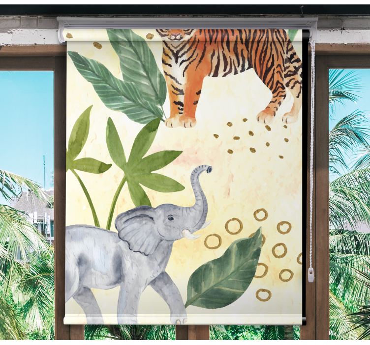 Tropical animals encounter children room roller blind - TenStickers