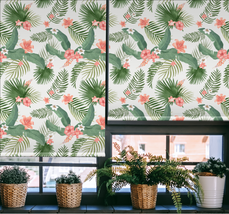 Tropical green design flowers and plants roller blind - TenStickers