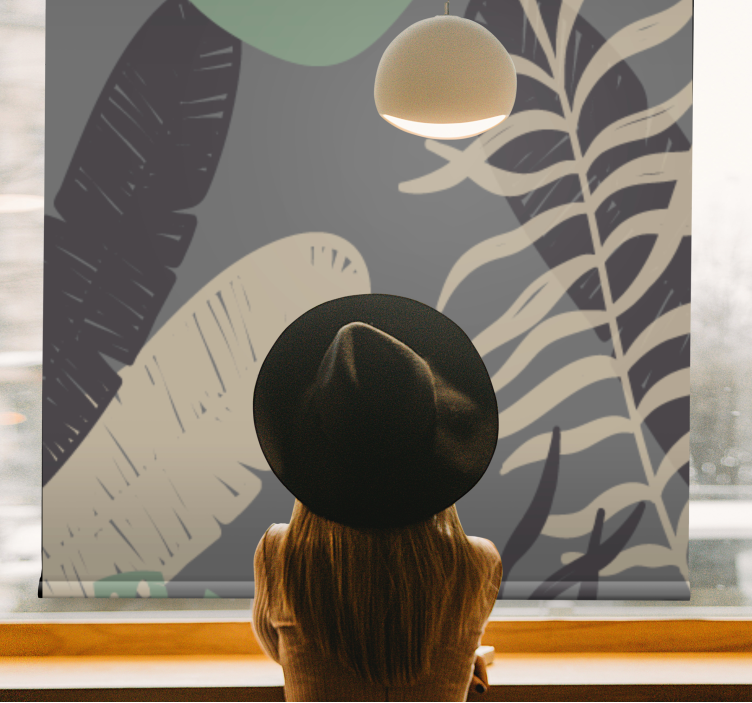 Tropical Greenery Pattern flowers and plants roller blind - TenStickers