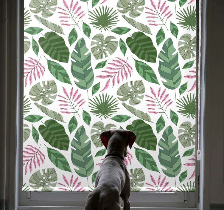 Tropical greenery theme living room roller blind - TenStickers