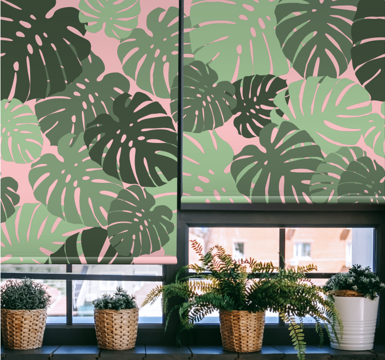 Tropical Monstera Pattern flowers and plants roller blind - TenStickers
