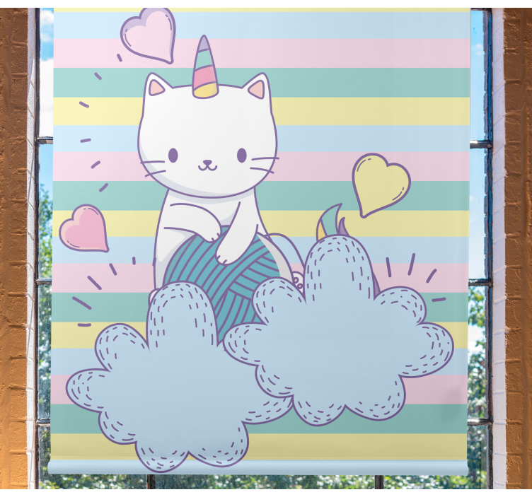 Unicorn cat on clouds Childrens blind - TenStickers