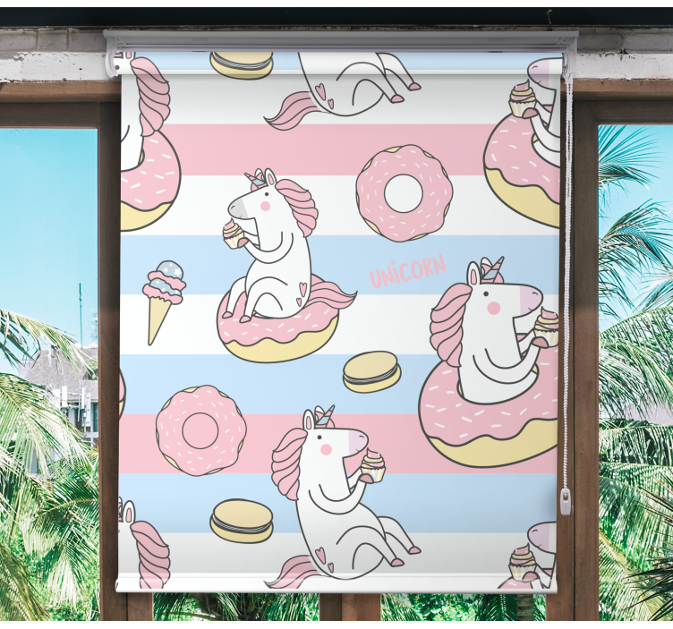 Unicorn Dessert Delights fun roller blind - TenStickers