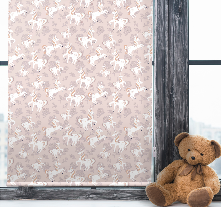 Beige unicorn fantasy children room roller blind - TenStickers