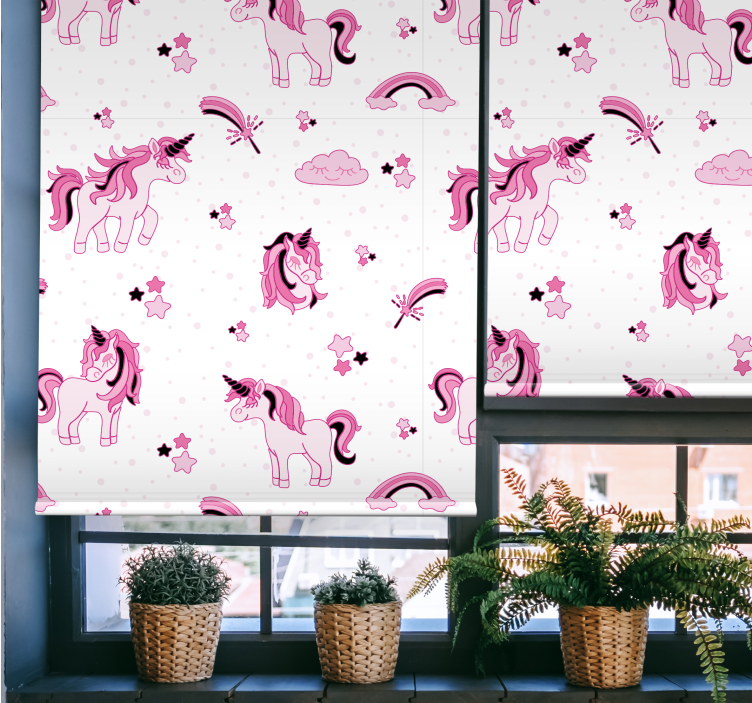 Unicorn fantasy print children room roller blind - TenStickers