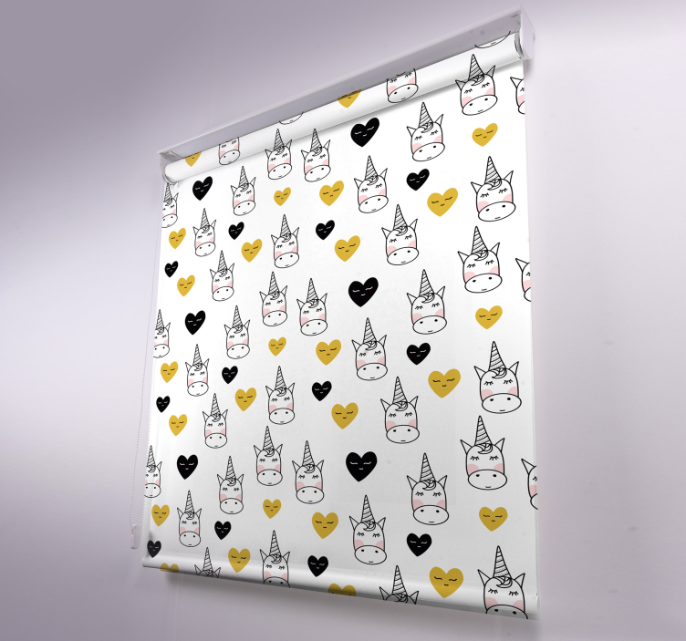 Unicorn Heart Pattern animal roller blind - TenStickers