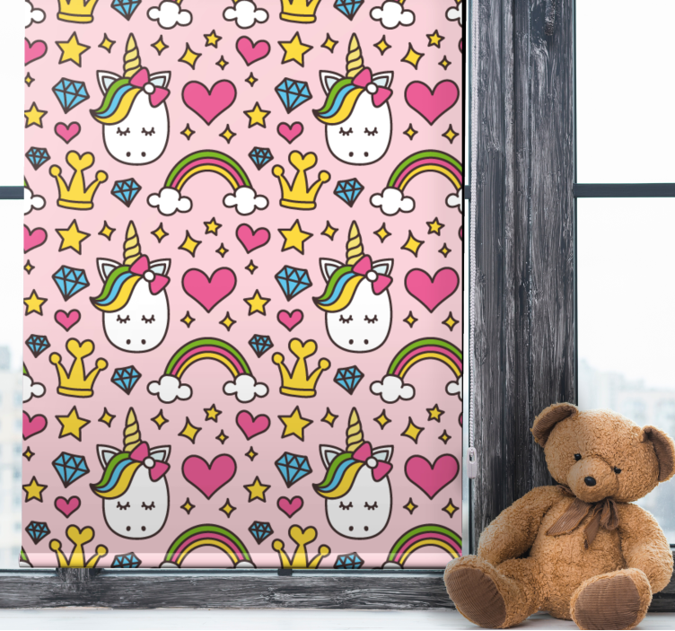 Unicorn Rainbow Pattern fun roller blind - TenStickers