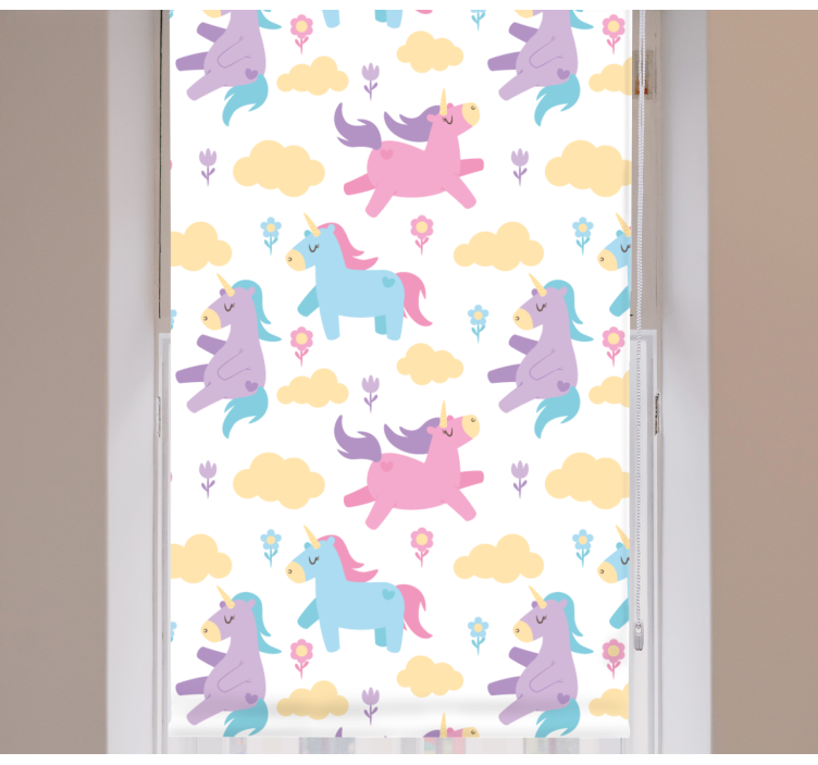 Unicorns and clouds children room roller blind - TenStickers