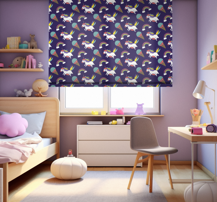Unicorns and Rainbows children room roller blind - TenStickers