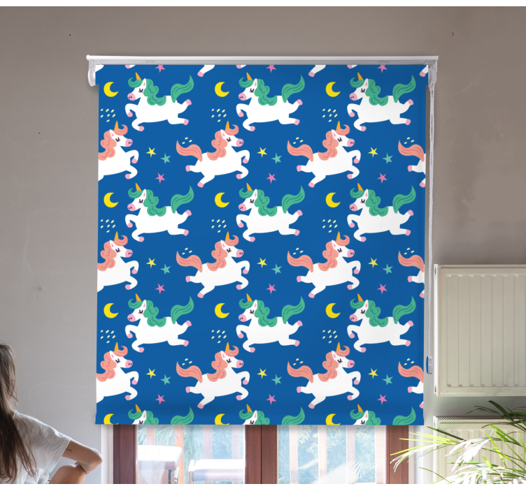Unicorns Under Moonlight animal roller blind - TenStickers