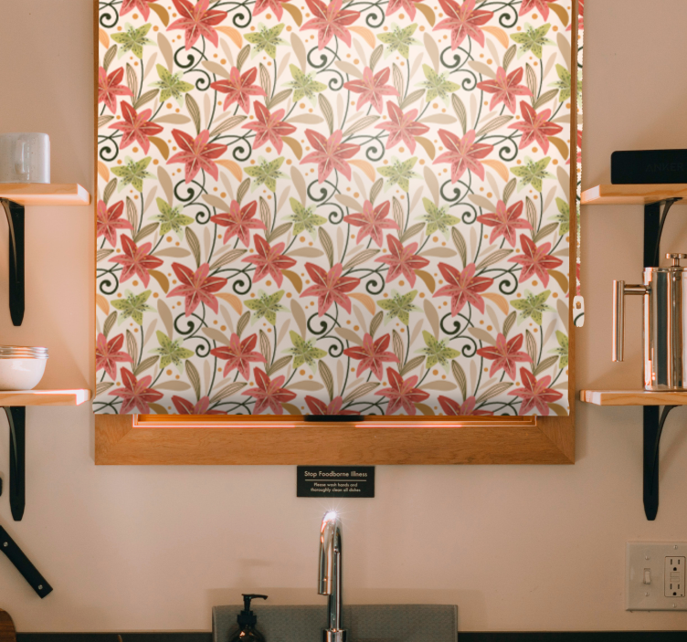 Vibrant Floral Pattern flower roller blind - TenStickers