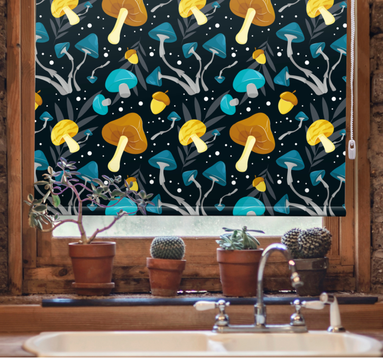 Vibrant Mushroom Motifs fruit and vegetable roller blind - TenStickers