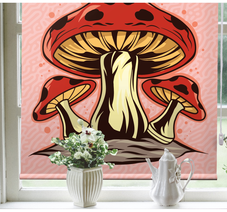 Vibrant Mushroom Trio flowers and plants roller blind - TenStickers