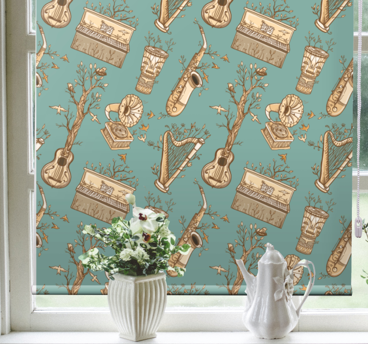 Vintage musical instruments teenage bedroom roller blind - TenStickers