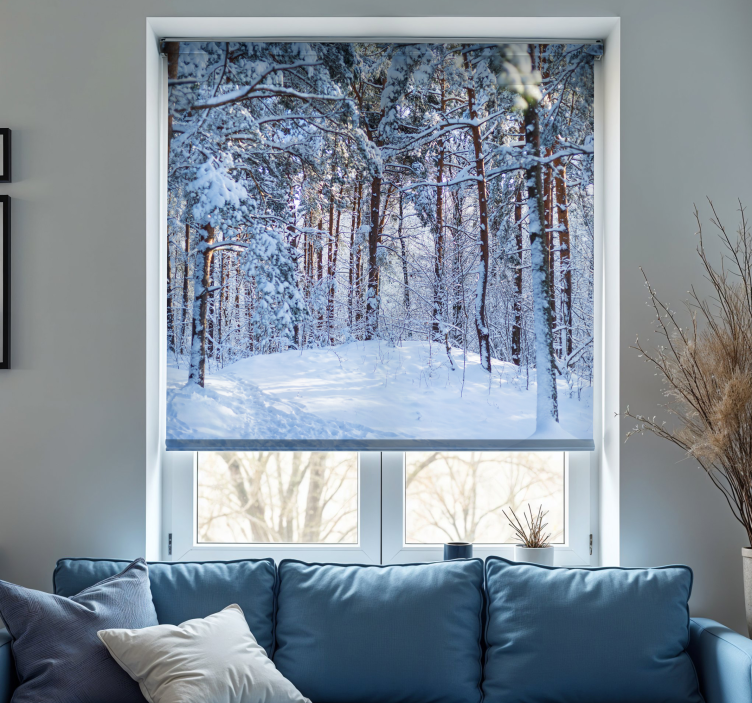 White forest with big trees roller blind - TenStickers