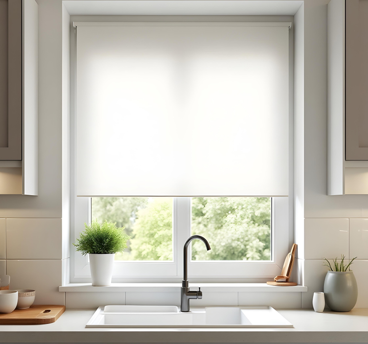 White monocolor kitchen roller blind - TenStickers