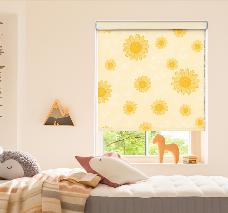 Yellow sunflower pattern children room roller blind - TenStickers