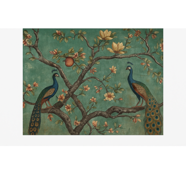 Ornate peacock tapestry living room roller blind - TenStickers