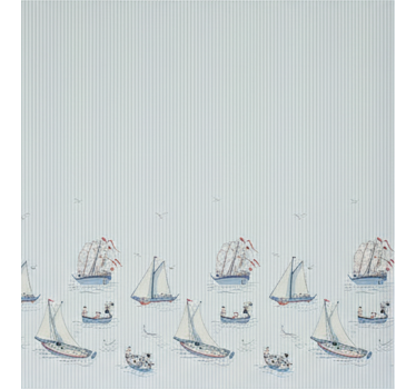 Scandinavian roller blind ocean blue sailboats - TenStickers