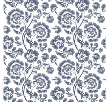 Bathroom roller blind blue flowers on white - TenStickers