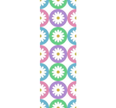 Kitchen roller blind daisy pattern circles - TenStickers
