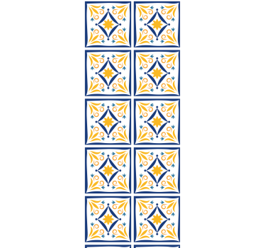 Kitchen roller blind blue and yellow portuguese tile - TenStickers