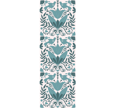 Kitchen roller blind with blue folk art birds pattern - TenStickers