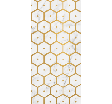 Dining room roller blind in hexagonal gold marble - TenStickers