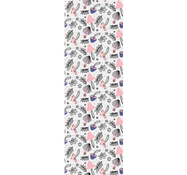 Dining room roller blind with classic mushrooms and flowers - TenStickers