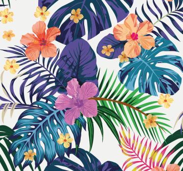 Dining room roller blind hawaiian floral design - TenStickers