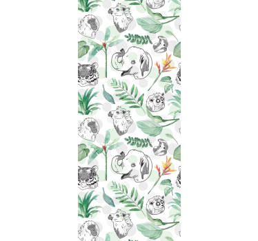 Children room roller blind with tropical animals and plants - TenStickers