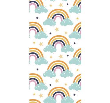 Children room roller blind colorful rainbows and clouds - TenStickers