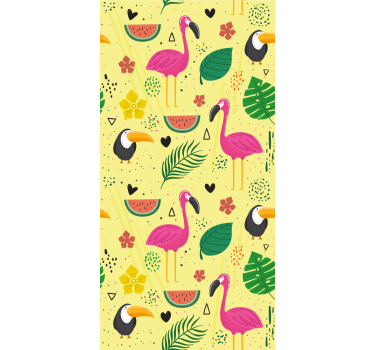Children room roller blind featuring cute animals and plants - TenStickers