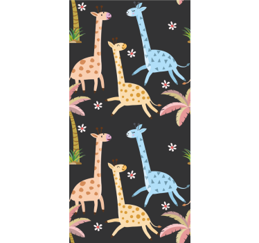Children room roller blind with grey palm trees and animals - TenStickers