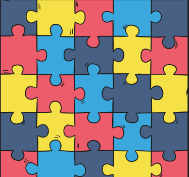 Children room roller blind rainbow puzzle - TenStickers