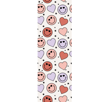 Teenage bedroom roller blind with love and smiley faces - TenStickers