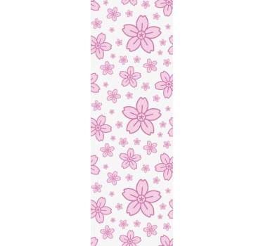 Modern roller blind with pink cute flowers on white - TenStickers