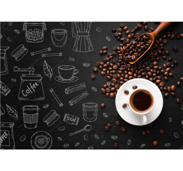 Coffee beans and doodles kitchen roller blind - TenStickers