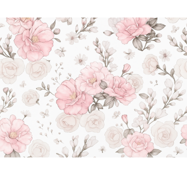 Pink roller blind in pink grey floral design - TenStickers