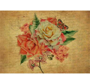 Kitchen roller blind with rose, butterfly, and text - TenStickers