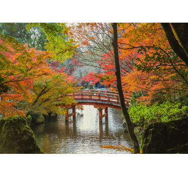 Living room roller blind japanese garden forest - TenStickers
