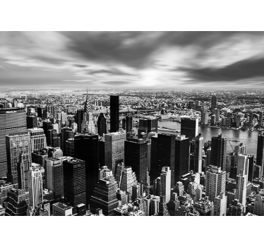 Living room roller blind urban skyline view - TenStickers