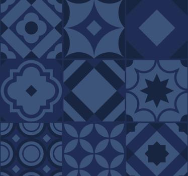 Blue roller blind in navy blue tiles - TenStickers