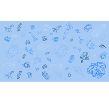 Blue roller blind with seafood pattern - TenStickers