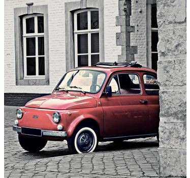 Living room roller blind vintage fiat 500 design - TenStickers