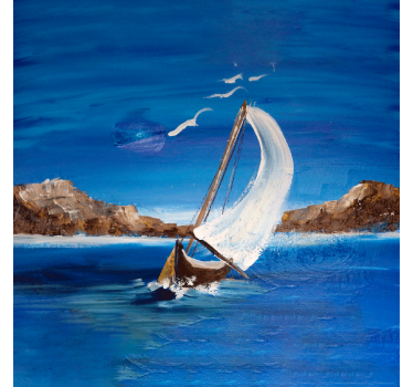 Living room roller blind sailboats canvas - TenStickers