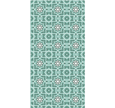 Green roller blind with floral pattern tiles - TenStickers