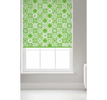 Green roller blind in abstract green and white - TenStickers